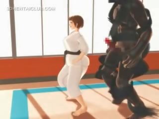 Hentai karate gagica inecandu-se pe o masiv membru în al 3-lea